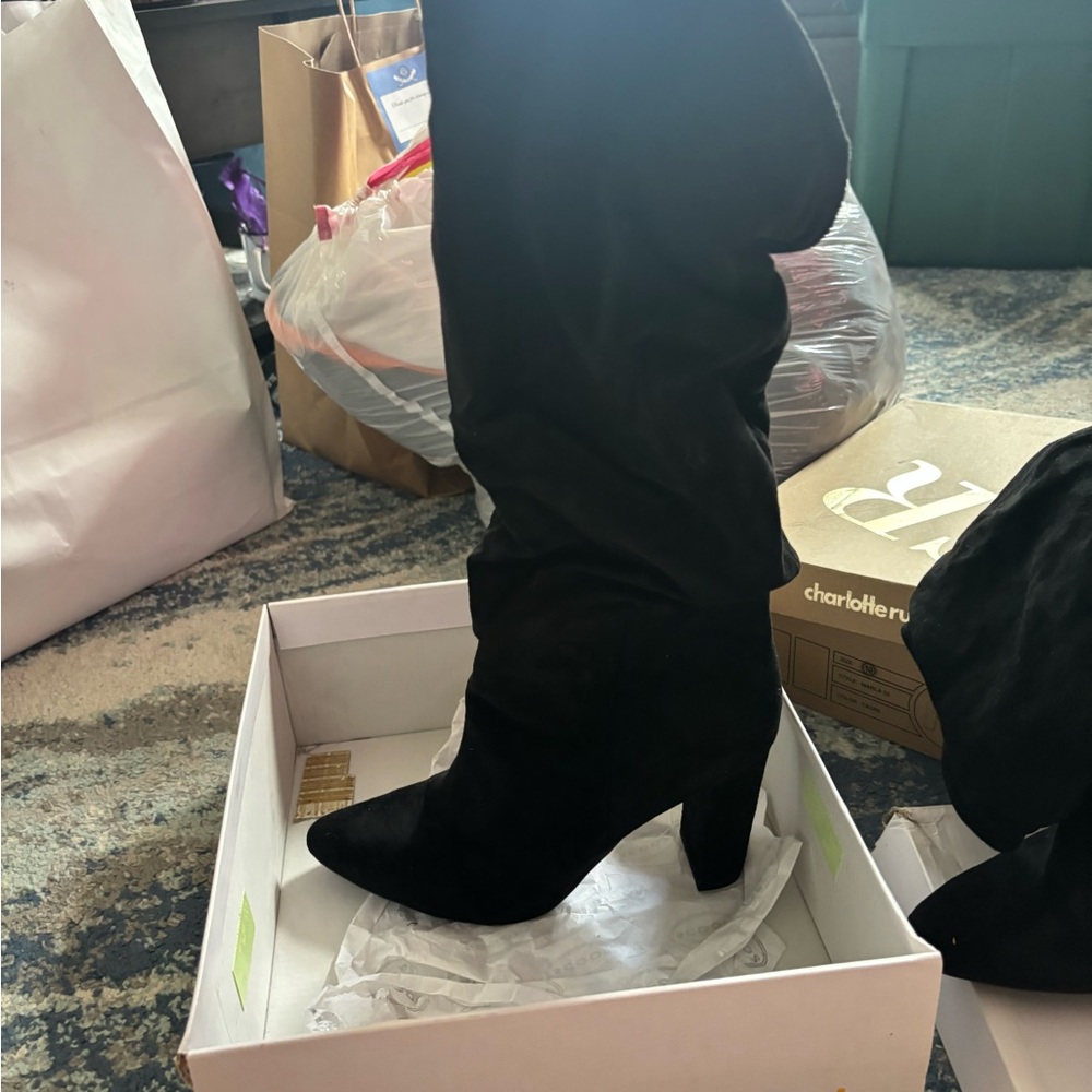Scoop for Walmart Black Heeled Boots Elegant Design